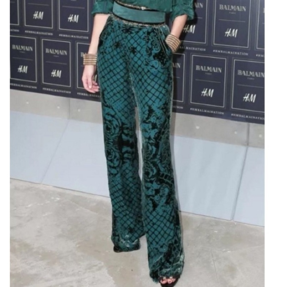Balmain x H&M Emerald Velvet Pants